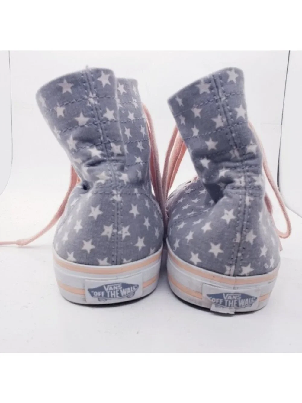 Vans Gray & Pink Star Corrie Hi Top Lace Up Sneakers Shoes Girls Youth Size 2.5